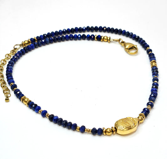 Collier Scarabée Lapis-Lazuli