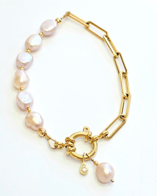 Collier et Bracelets en Perle de culture rose
